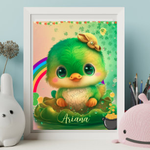Cute St Patrick's Day Bird Personalised Art  Poster