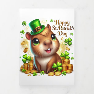 Cute St Patrick's Day card with Festive Capybara 