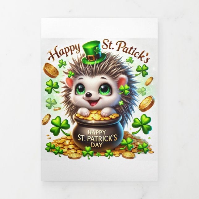 Cute St Patrick's Day card with Festive Hedgehog  (Cover)
