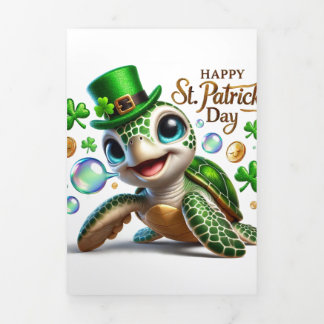 Cute St Patrick's Day card with Festive Sea Turtle