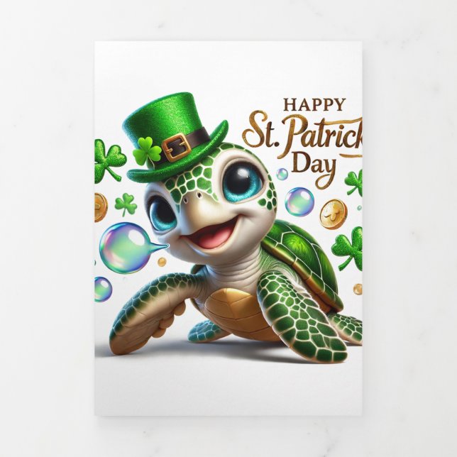 Cute St Patrick's Day card with Festive Sea Turtle (Cover)
