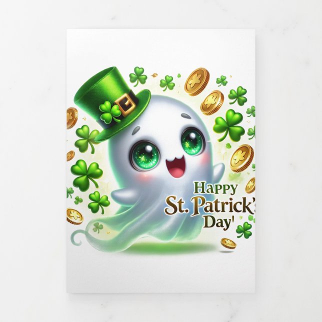 Cute St Patrick's Day card with Ghost  (Cover)