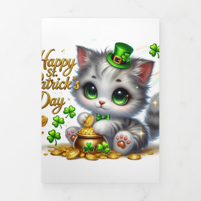Cute St Patrick's Day card with Kitty  (Cover)