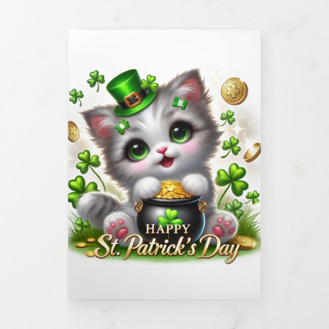 Cute St Patrick's Day card with Kitty  (Cover)