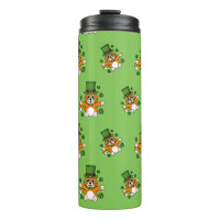 Cute St Patrick's Day Cat with Shamrocks Cartoon