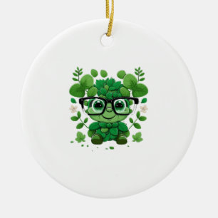cute st Patricks day cute shamrock wherein glasses Ceramic Tree Decoration