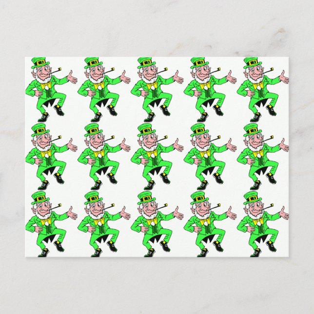 Cute St. Patrick's Day Dancing Leprechaun Postcard (Front)
