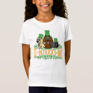 Cute St Patrick's Day Dogs Leprechaun Hat Shamrock T-Shirt
