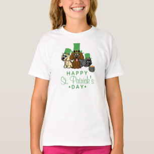 Cute St. Patrick's Day Dogs Leprechaun Hats Puppy T-Shirt