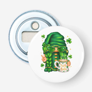 Cute St Patricks Day Gnome Drinking Coffee Bottle Opener