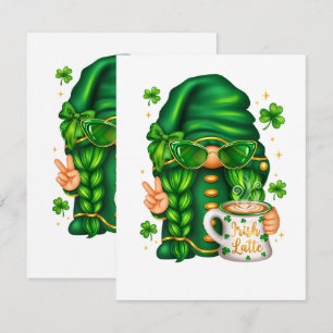 Cute St Patricks Day Gnome Drinking Coffee Card