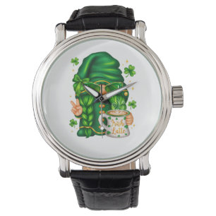 Cute St Patricks Day Gnome Drinking Coffee Watch