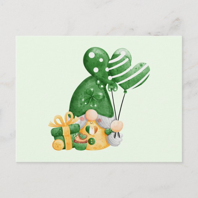 Cute St. Patrick's Day Gnome  Postcard (Front)