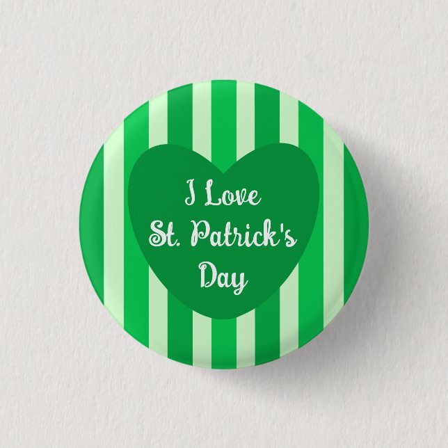 Cute St. Patrick's Day Green Striped Simple 3 Cm Round Badge (Front)