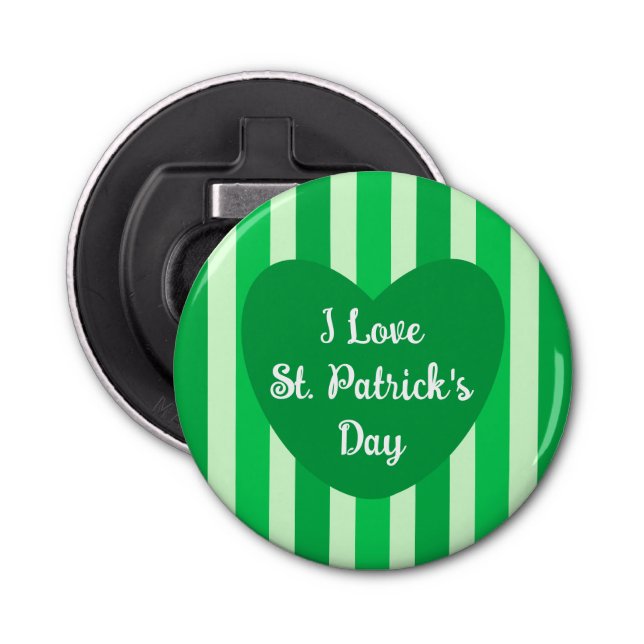 Cute St. Patrick's Day Green Striped Simple Bottle Opener (Front)
