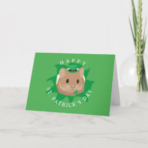 Cute St Patrick's Day Hamster peeking through hole Card