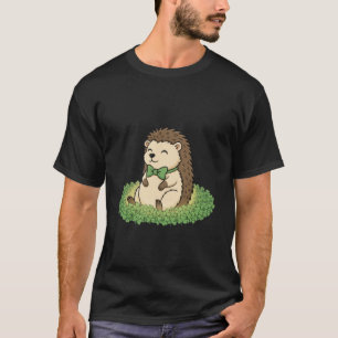 Cute St Patricks Day Hedgehog Lucky Shamrock Clove T-Shirt
