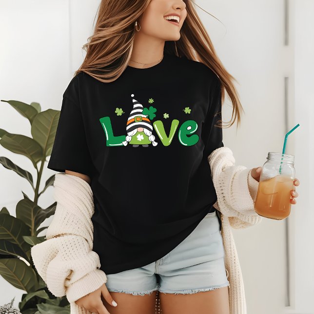 Cute St Patrick's Day Irish Green Love Girl Gnome Tri-Blend Shirt (Creator Uploaded)