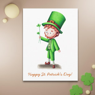 Cute St Patrick's Day Leprechaun Holiday Postcard