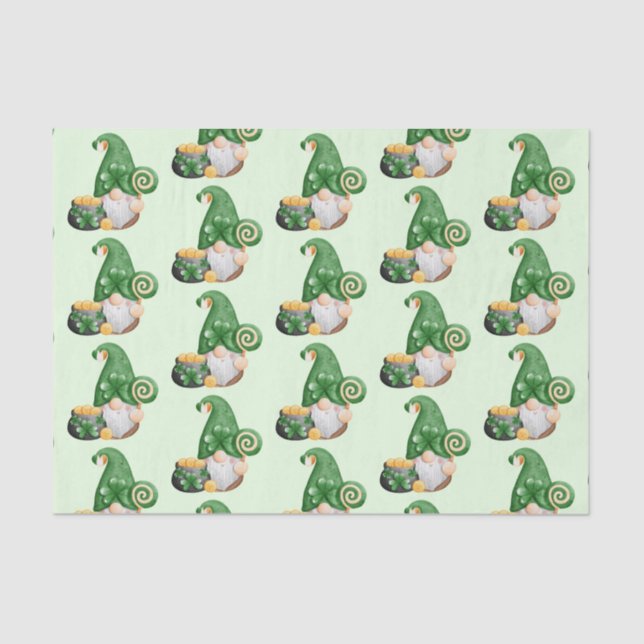 Cute St. Patrick's Day Lucky Gnomes  Tissue Paper (Front)