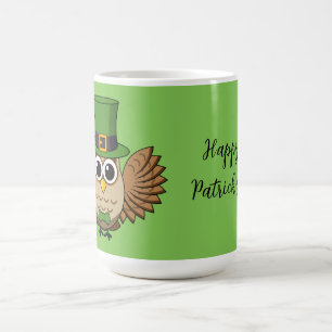 Cute St Patrick's Day Owl Cartoon Add Text Coffee Mug