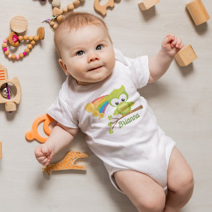 Cute St. Patricks Day Owl Custom Irish Baby Bodysuit