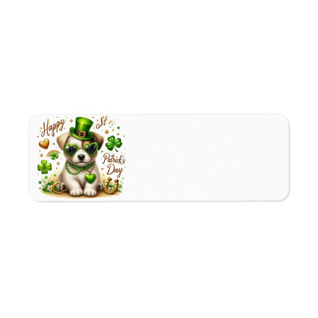 Cute St. Patrick's Day Puppy return address label (Front)