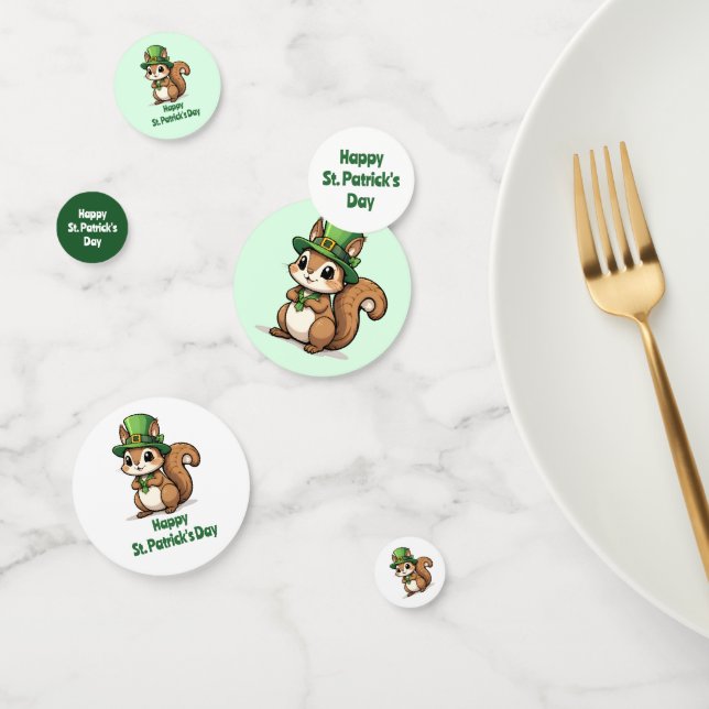 Cute St. Patrick's Day Squirrel with Green Hat Confetti (Group)