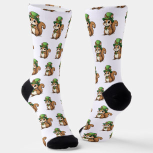 Cute St. Patrick's Day Squirrel With Green Hat Socks