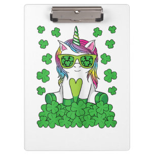 Cute St Patricks Day Unicorn Lepricorn Shamrock Clipboard