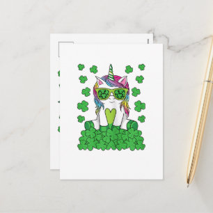 Cute St Patricks Day Unicorn Lepricorn Shamrock Holiday Postcard
