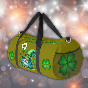 Cute St Patrick's Gnome Sleeping on olive   Duffle Bag
