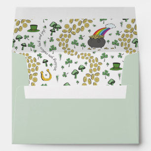 Cute St Patrick's Luck & Joy Irish Blessing e Envelope