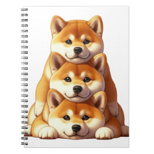 CUTE STACK OF SHIBA INU PUPPY DOGS NOTEBOOK