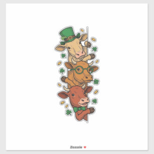 Cute Stacked Cows St Patrick Vintage Engraving Des