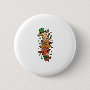 Cute Stacked Cows St Patrick Vintage Engraving Des 6 Cm Round Badge