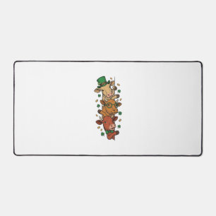 Cute Stacked Cows St Patrick Vintage Engraving Des Desk Mat