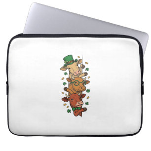 Cute Stacked Cows St Patrick Vintage Engraving Des Laptop Sleeve