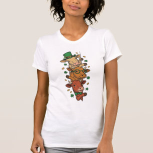 Cute Stacked Cows St Patrick Vintage Engraving Des T-Shirt
