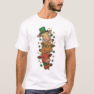 Cute Stacked Cows St Patrick Vintage Engraving Des T-Shirt