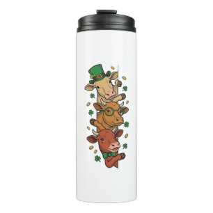 Cute Stacked Cows St Patrick Vintage Engraving Des Thermal Tumbler