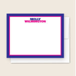 Cute Stacked Name Blue Pink Border Fun Stationery Card<br><div class="desc">This design features a bold double border with space for a stacked first and last name at the top. Click the customise button if you would like to adjust the design elements and/or further modify the text! Variations of this design, additional colours, as well as coordinating products are available in...</div>