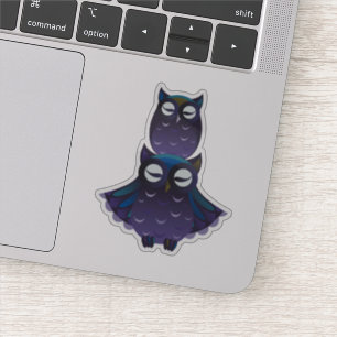 Cute Stacked Purple and Blue Owls