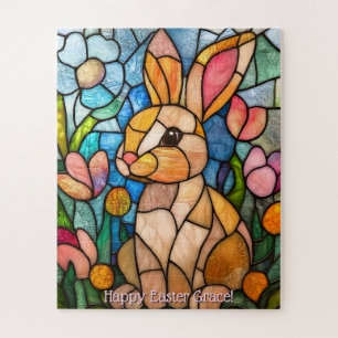 Cute Stained Glass Easter Bunny Puzzle