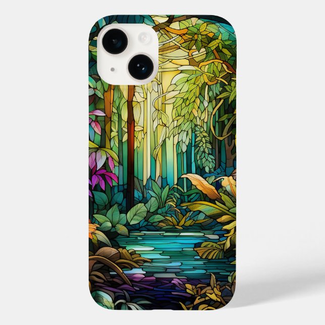 Cute stained glass tropical forest Case-Mate iPhone case (Back)