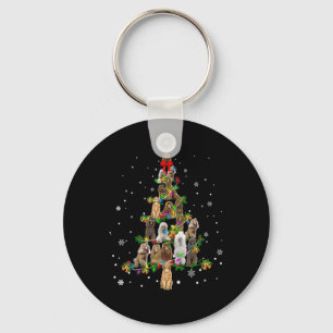Cute Standard Poodle Dog Christmas Tree Gift Decor Key Ring