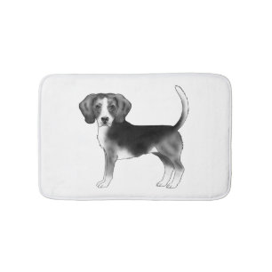 Cute Standing Beagle Dog In Black And White Colour Bath Mat