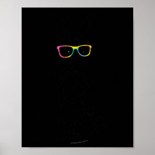 Cute Standing Hipster Bunny Tie Dye Glasses Rabbit Poster