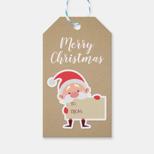 Cute Standing Santa Christmas Gift Tag (Front)