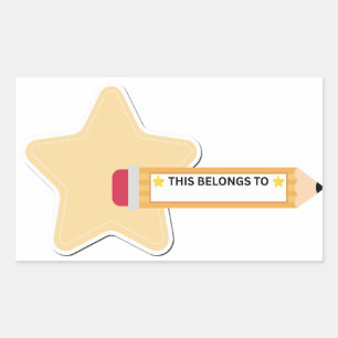 Cute Star and Pencil Kids School Name Labels